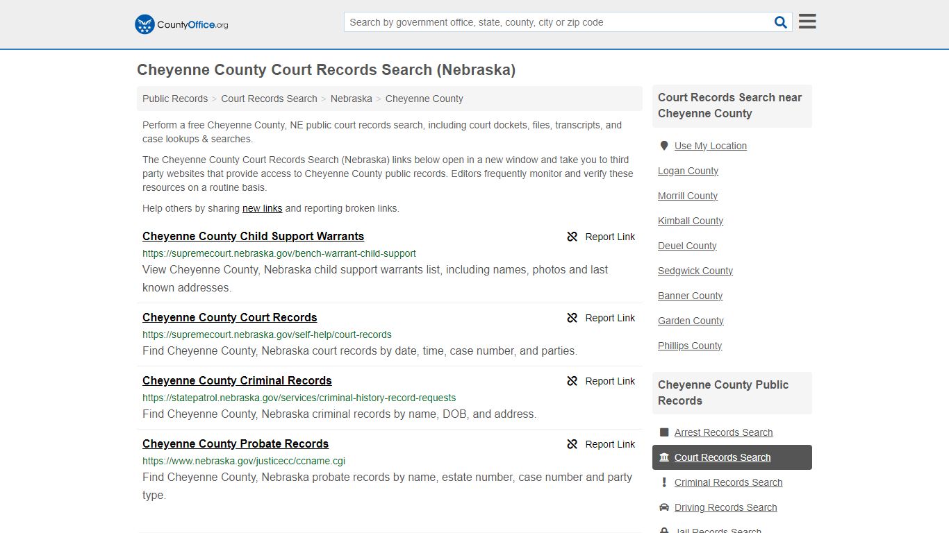 Cheyenne County Court Records Search (Nebraska)